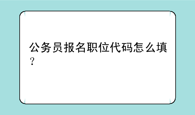 公务员报名职位代码怎么填？