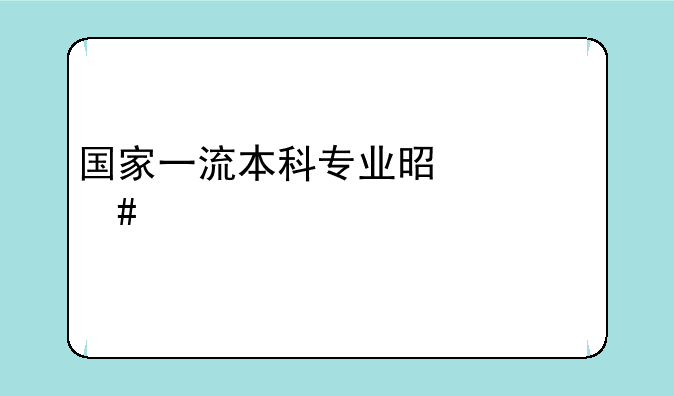 国家一流本科专业是什么概念