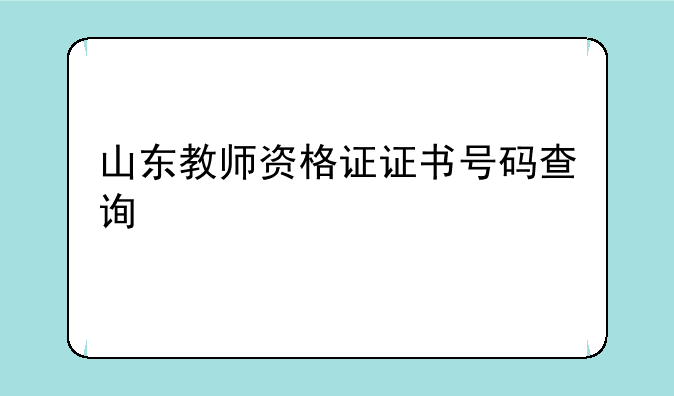 山东教师资格证证书号码查询