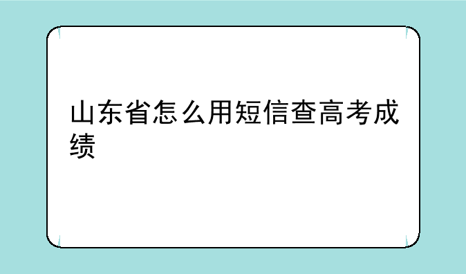 山东省怎么用短信查高考成绩