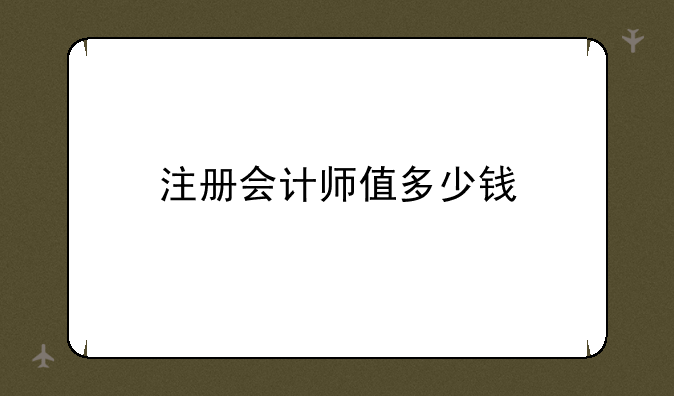 注册会计师值多少钱