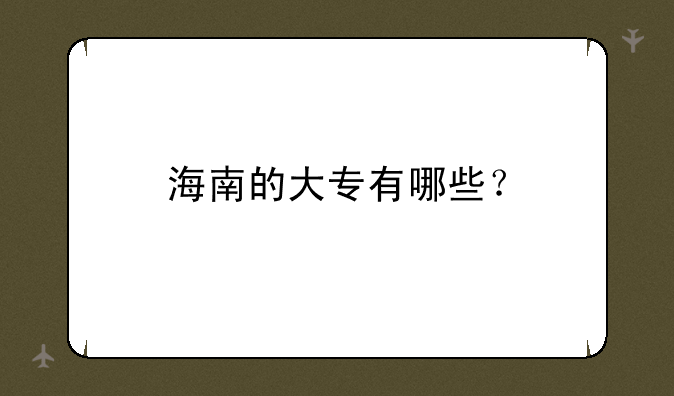 海南的大专有哪些？