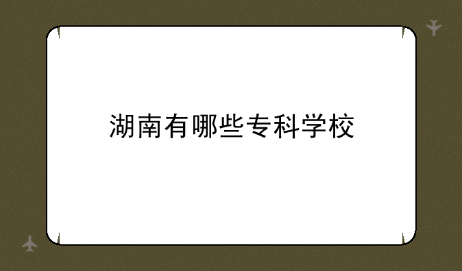 湖南有哪些专科学校