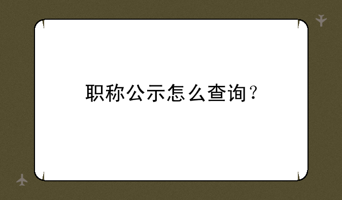职称公示怎么查询？