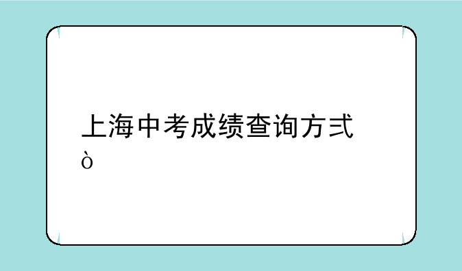 上海中考成绩查询方式？