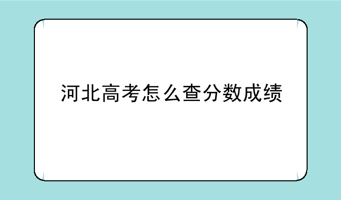 河北高考怎么查分数成绩