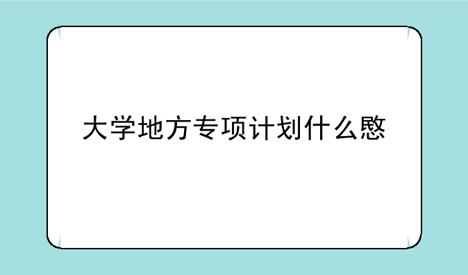 大学地方专项计划什么意思