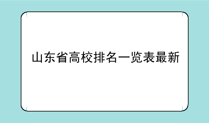 山东省高校排名一览表最新