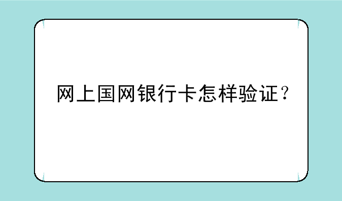 网上国网银行卡怎样验证？