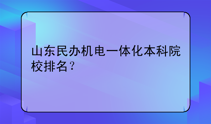 山东民办机电一体化本科院校排名？