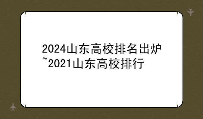 2024山东高校排名出炉~2021山东高校排行
