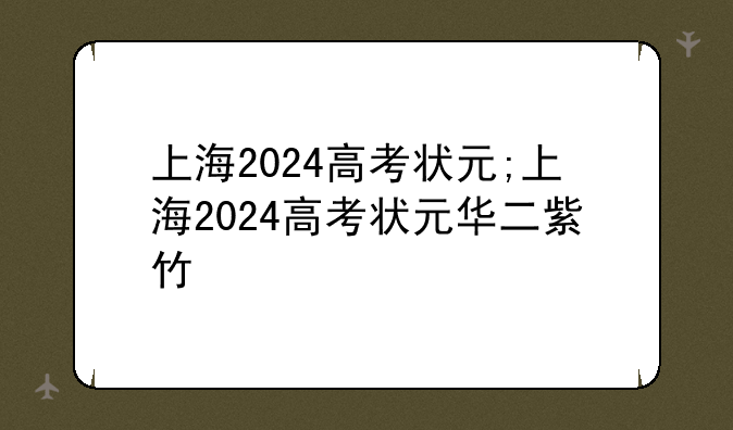 上海2024高考状元;上海2024高考状元华二紫竹